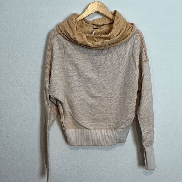 Free People Peach Fuzz Ricky Slouch Draped Neck Long Sleeve Top Women's Small - Picture 4 of 7